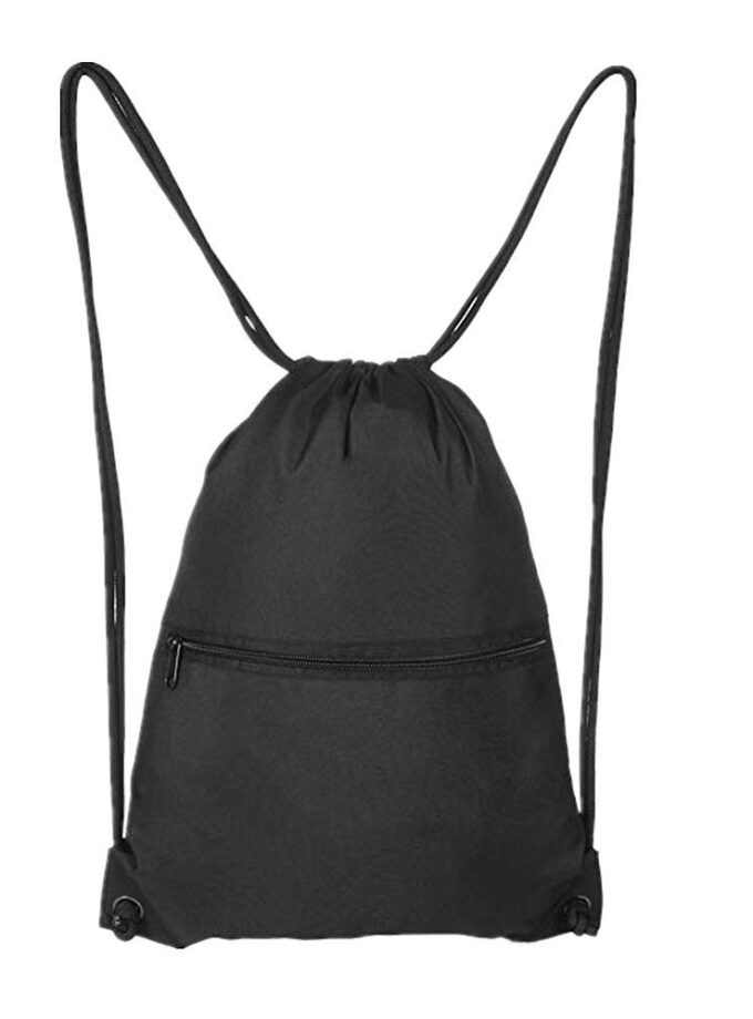 Aiditex Black Drawstring Gym Bag for Men Women Kids