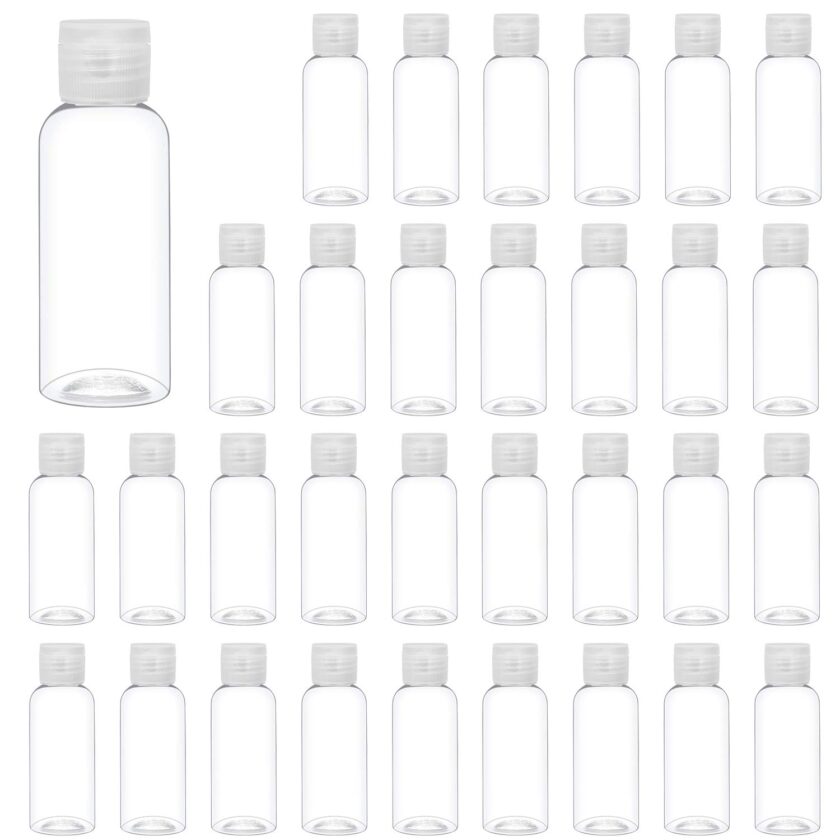 2 oz/60ml Plastic Bottles with Flip Cap, Empty Refillable Bottles