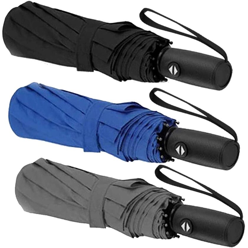 3 PCS Compact Travel Umbrellas Rain Windproof