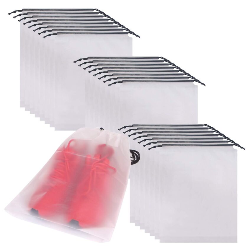 Set of 24 Portable Translucent Shoe Bags for Travel