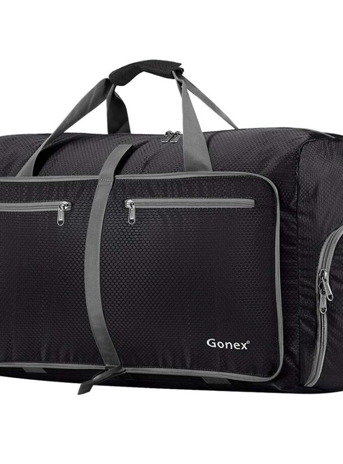 Gonex 60L Foldable Travel Duffel Bag Water & Tear Resistant, Black