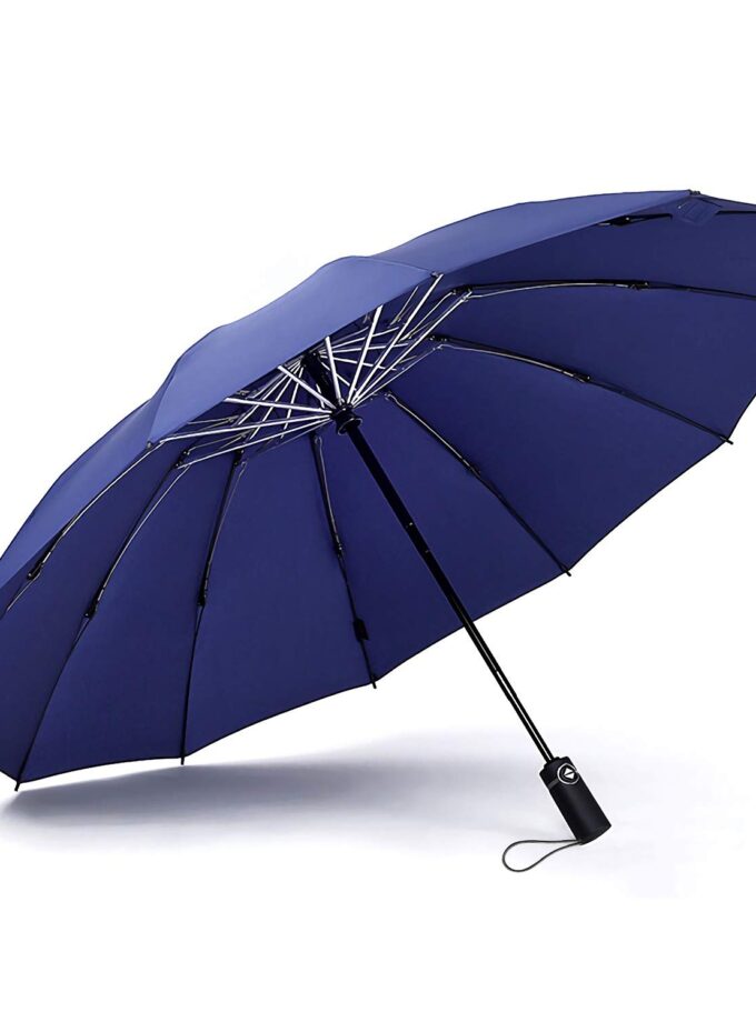 Automatic Folding Umbrella Auto Reverse Umbrella Blue