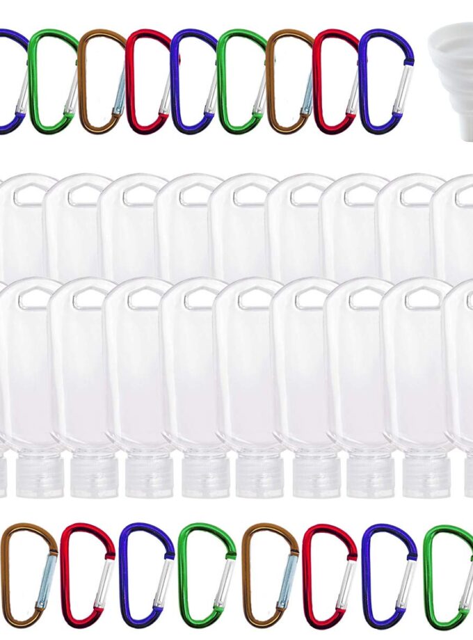 20 Pack Travel Plastic Clear Keychain Bottles