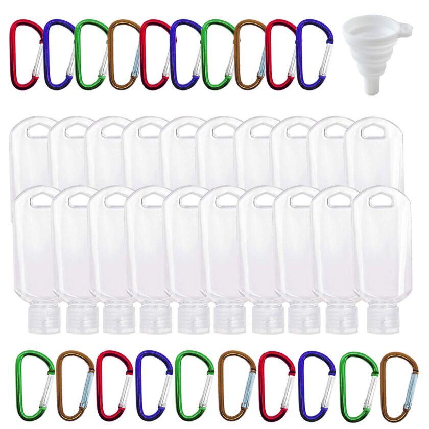 20 Pack Travel Plastic Clear Keychain Bottles