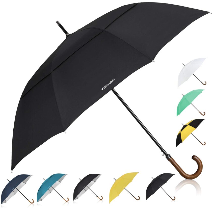62-inch Wooden J Handle Golf Umbrella