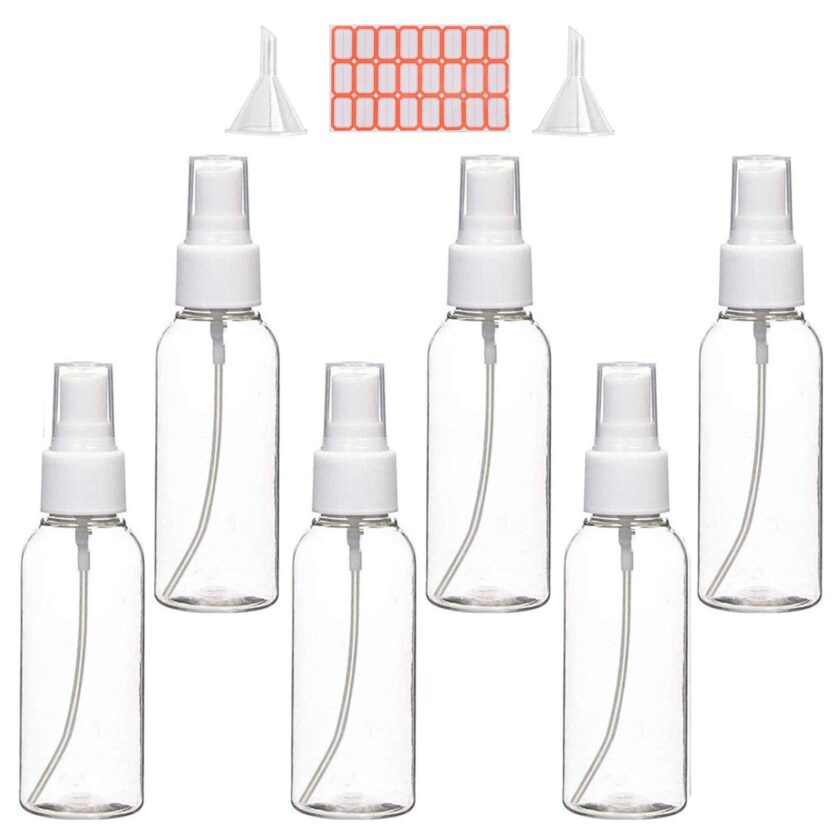 Spray Bottles, 2oz/50ml Clear Empty Fine Mist Plastic Mini Travel Bottle Set