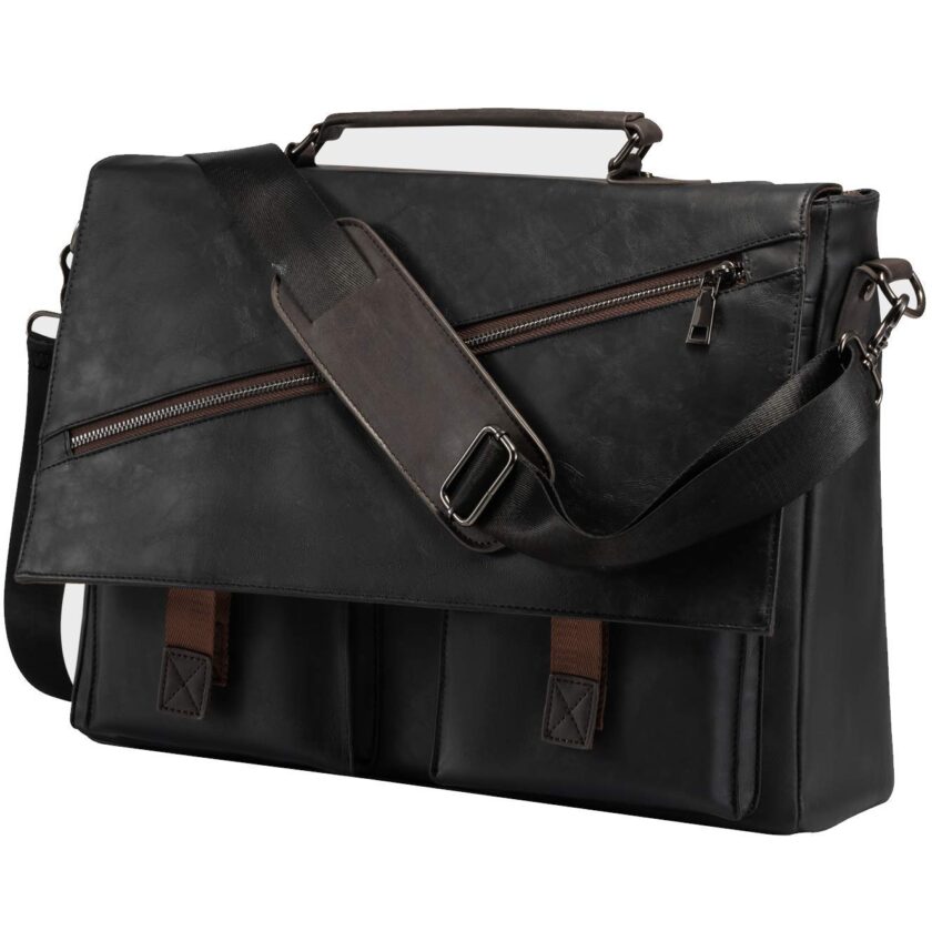 Leather Messenger Bag for Men, 14 15.6 17.3 Inch