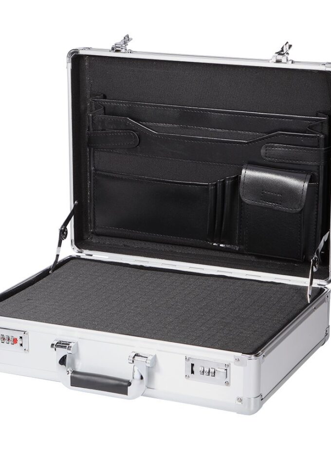 Silver Aluminum Mens Briefcase Metal Aluminum
