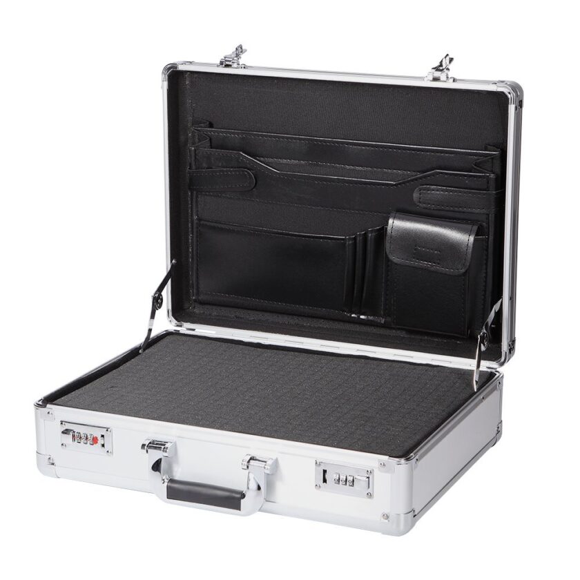 Silver Aluminum Mens Briefcase Metal Aluminum