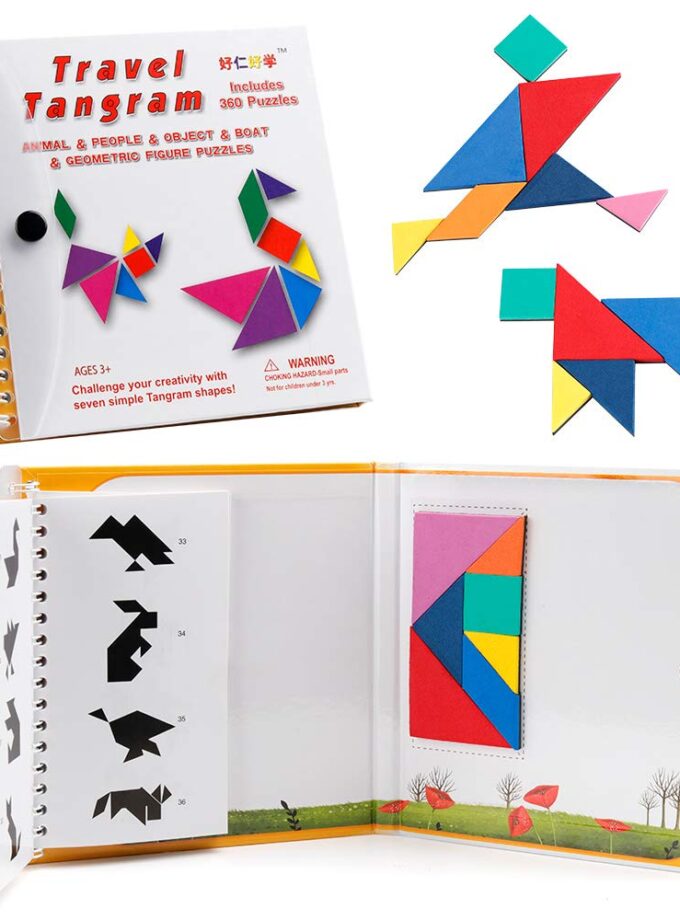 Coogam Travel Tangram Puzzle - Magnetic Pattern Block Book