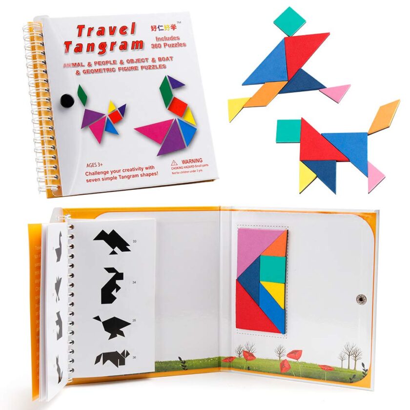 Coogam Travel Tangram Puzzle - Magnetic Pattern Block Book