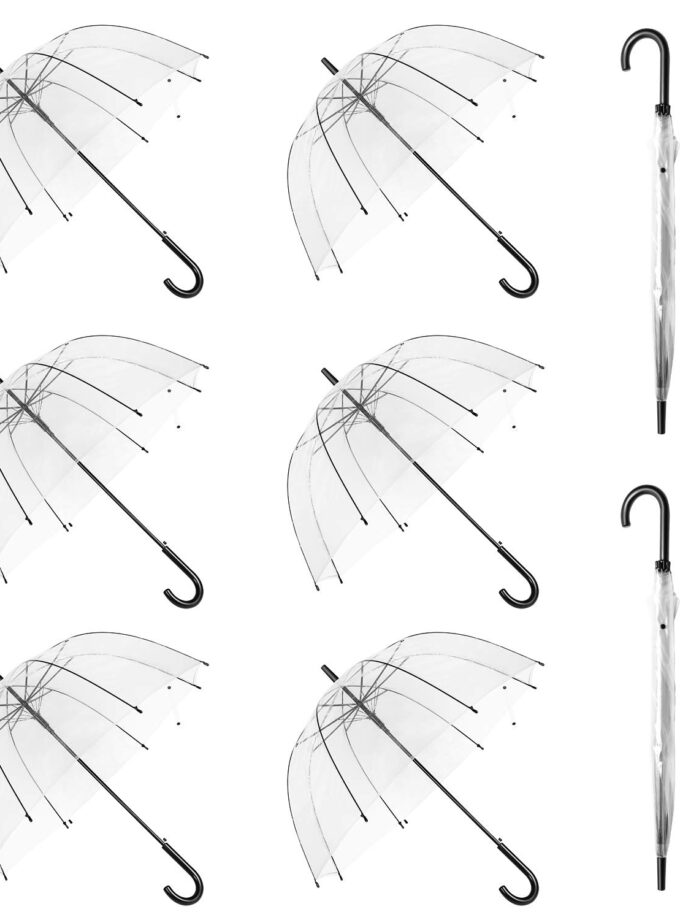 WASING 10 Pack 46 Inch Clear Bubble Umbrella Large