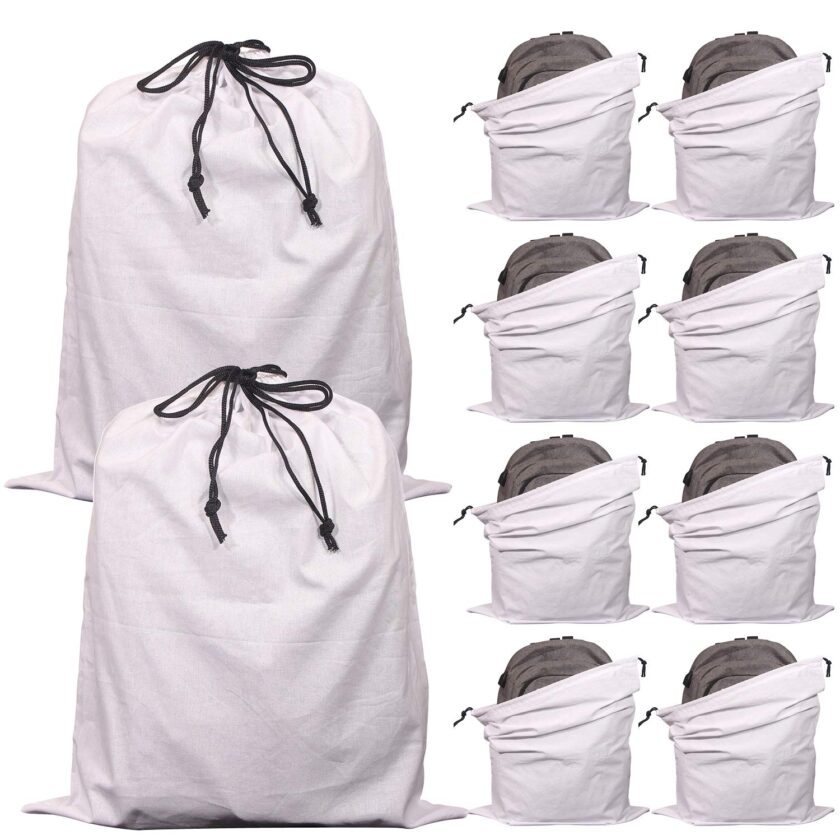 10 Pack Cotton Breathable Drawstring Dust Covers Large