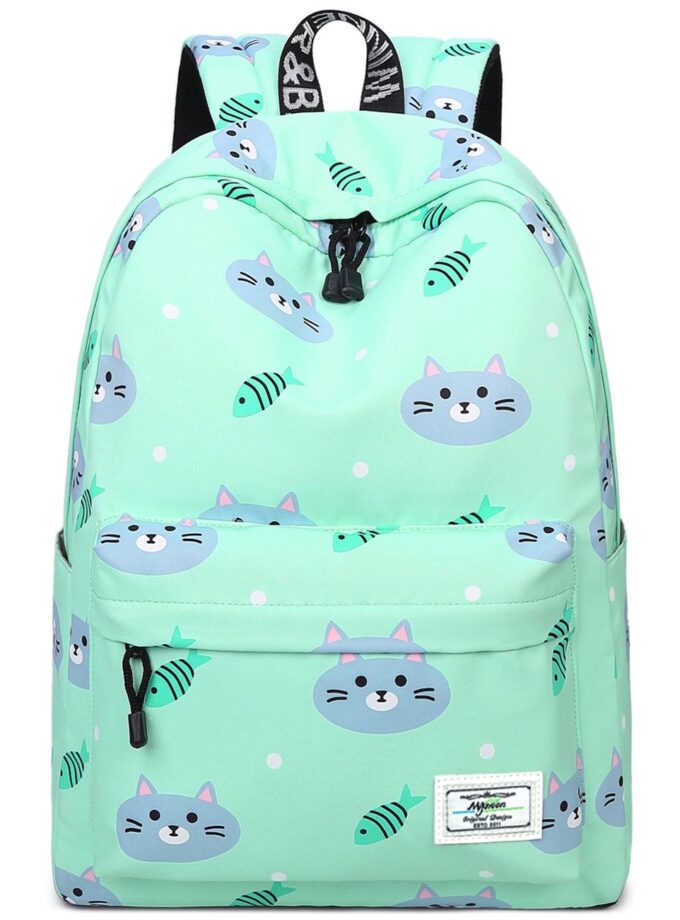 Cute Cat and Fish Laptop Backpack School Bag