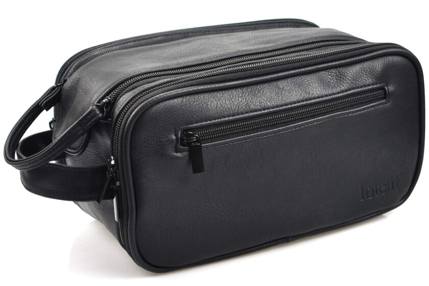 Loteaf Toiletry Bag for Men PU Leather Water-Resistant