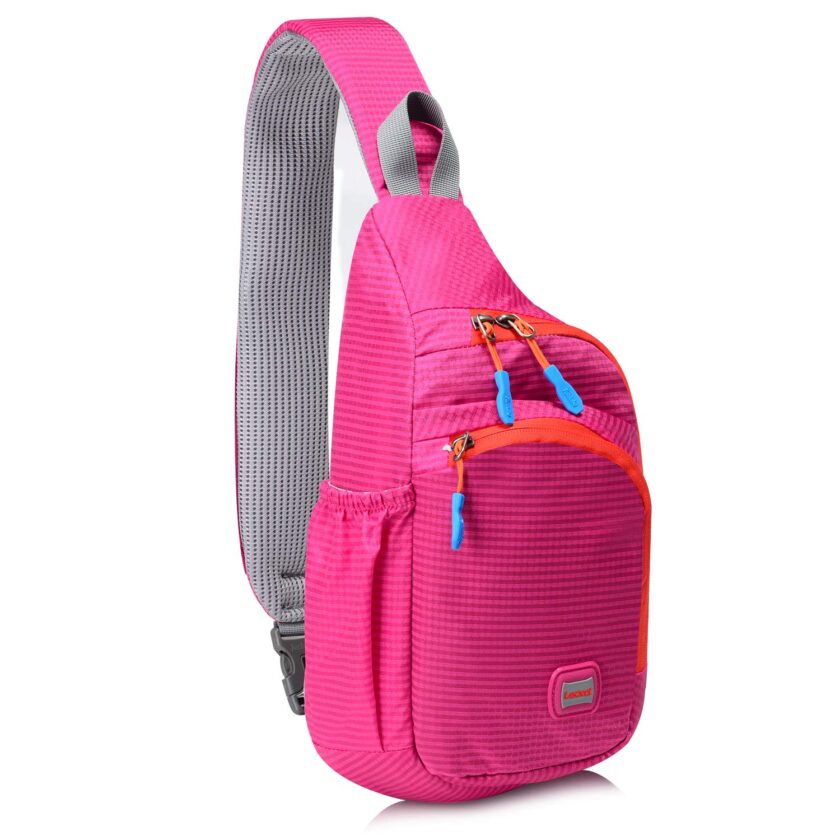 Rose Red Small Sling Backpack Waterproof Unisex Shoulder Bag