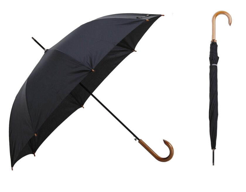 Classic 51 inch Men Real Wooden Handle Black Umbrella