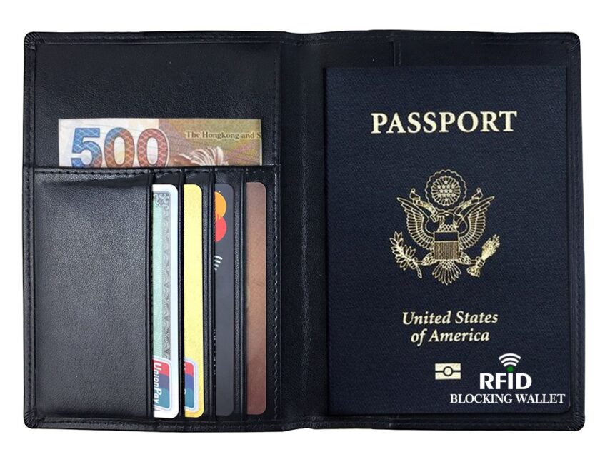 RFID Blocking Wallet Leather Passport Holder Wallet Cover Case …