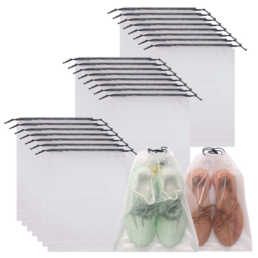 DIOMMELL Set of 24 Transparent Shoe Bags for Travel