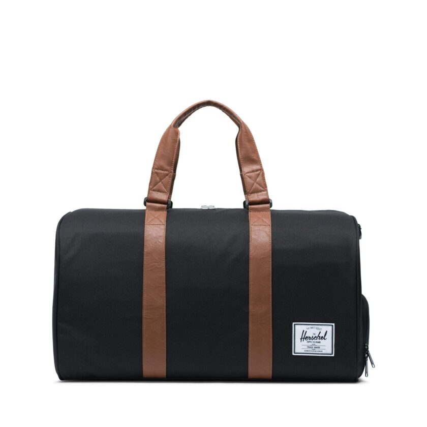 Herschel Novel Duffel Bag, Black/Tan Synthetic Leather