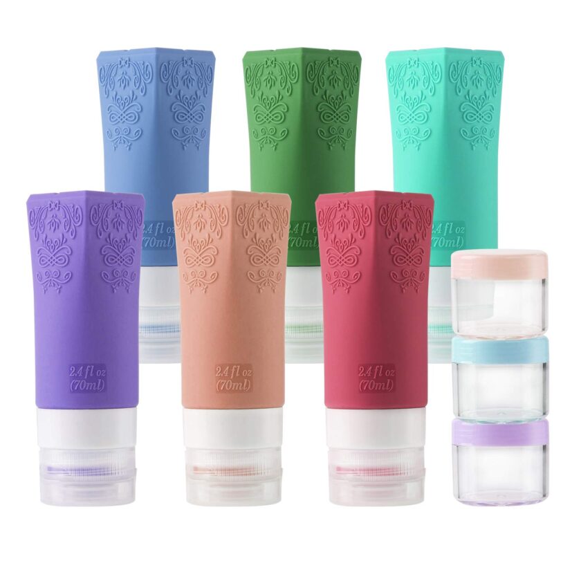 Cosmetic Travel Containers, Leakproof Silicone Travel Bottles Set