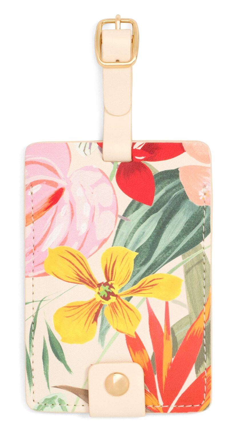 Getaway Leatherette Floral Luggage Tag with Strap