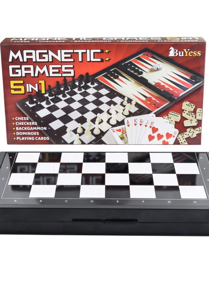 5 in 1 Magnetic Travel Chess, Checkers, Dominoes