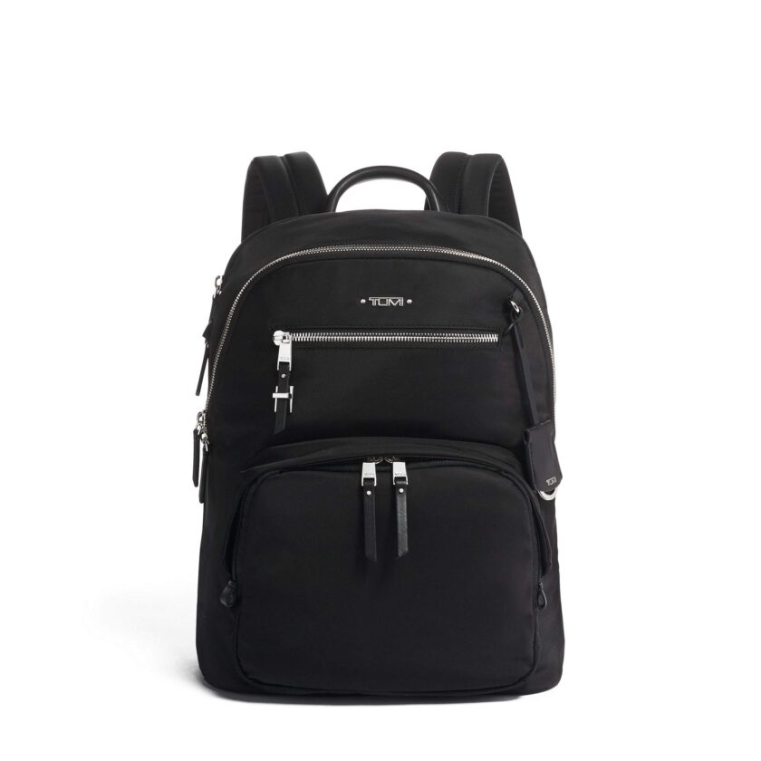 Laptop Backpack: Sleek 13-Inch Computer Bag for Women in Black/Silver