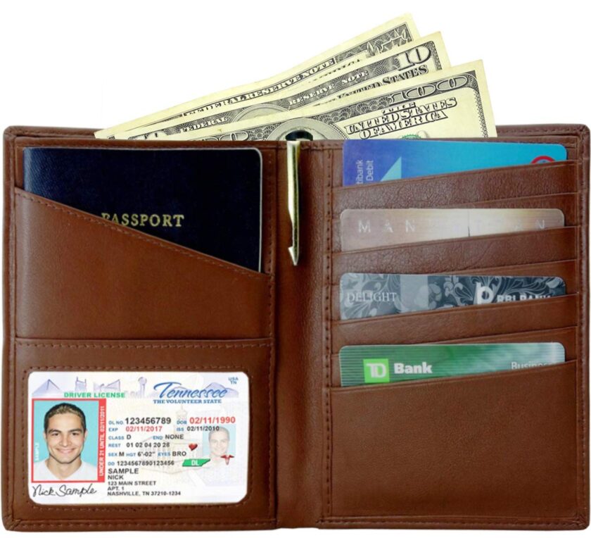 AurDo RFID Blocking Real Leather Passport Holder Cover Case