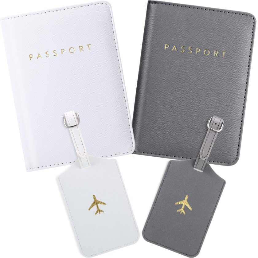 2 Pieces Passport Covers and 2 Pieces Luggage Tags