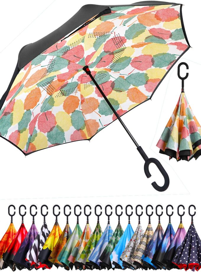 Reverse Folding Umbrellas Windproof UV Protection