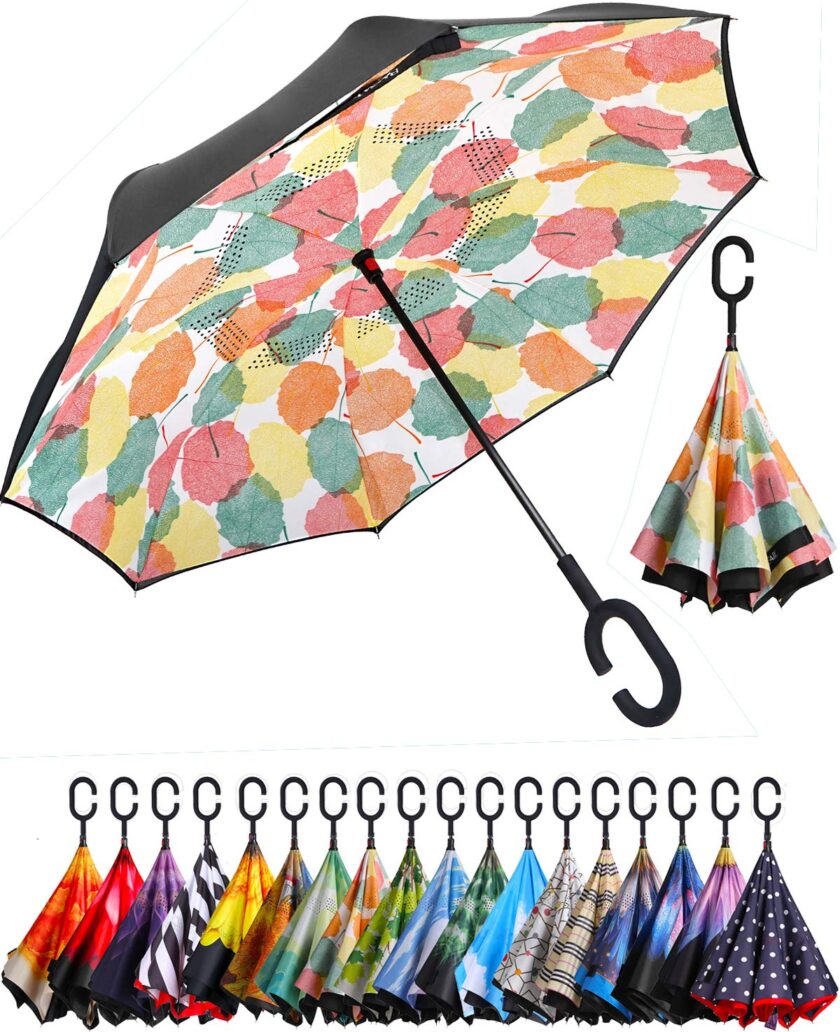 Reverse Folding Umbrellas Windproof UV Protection