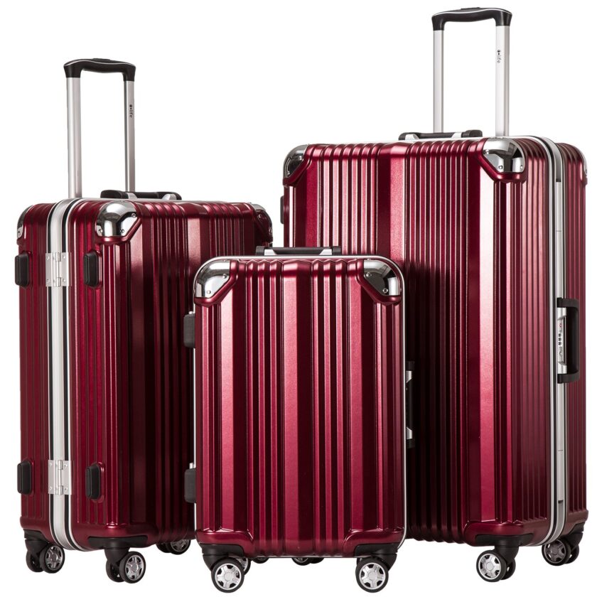 Aluminium Frame Suitcase 3 Piece Set Luggage TSA Lock