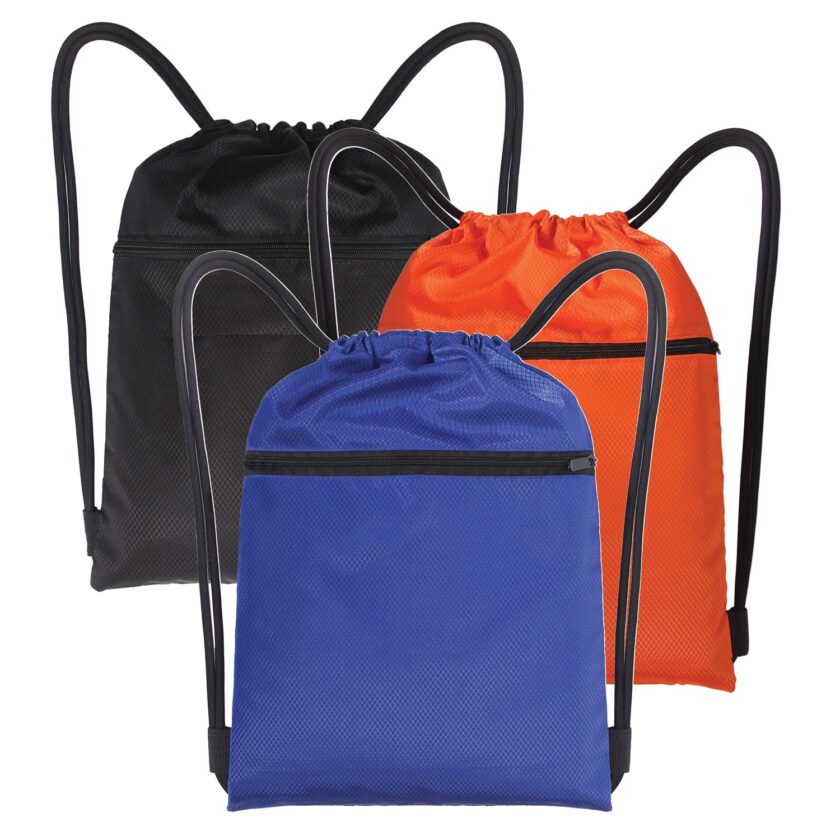 3 Pack Drawstring Strings Bags with Pockets Sports