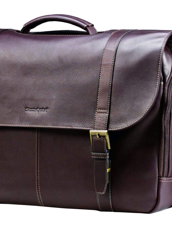 Samsonite Colombian Leather Flap-Over Messenger Bag Laptop