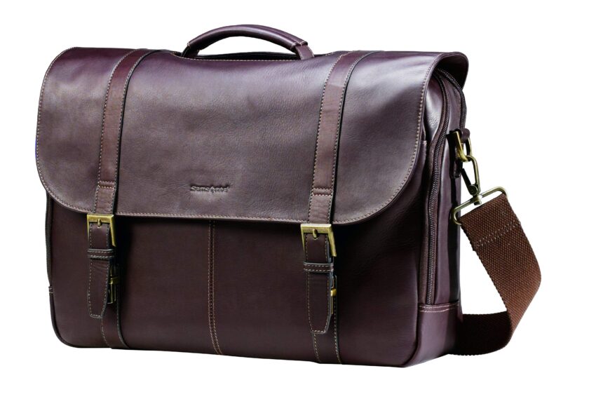 Samsonite Colombian Leather Flap-Over Messenger Bag Laptop