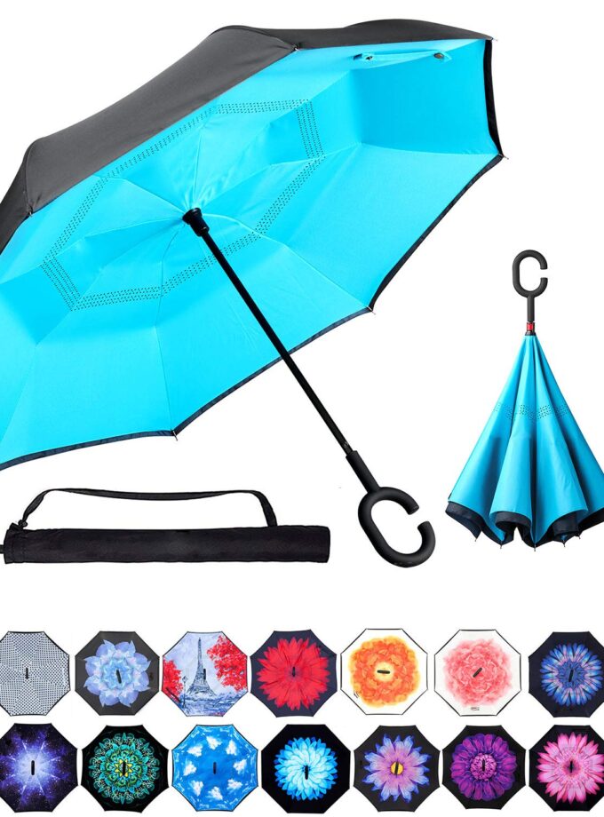 Double Layer Inverted Umbrellas Reverse Folding Umbrella