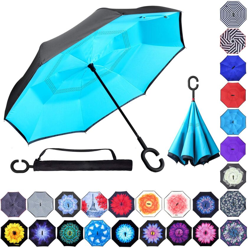 Double Layer Inverted Umbrellas Reverse Folding Umbrella