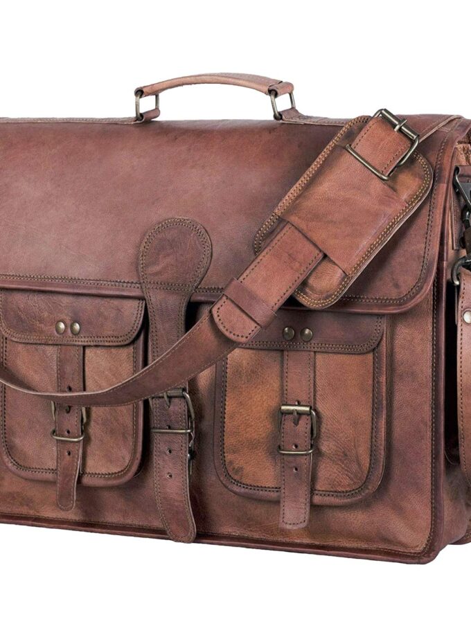 KPL 18 INCH Leather Briefcase Laptop Messenger bag