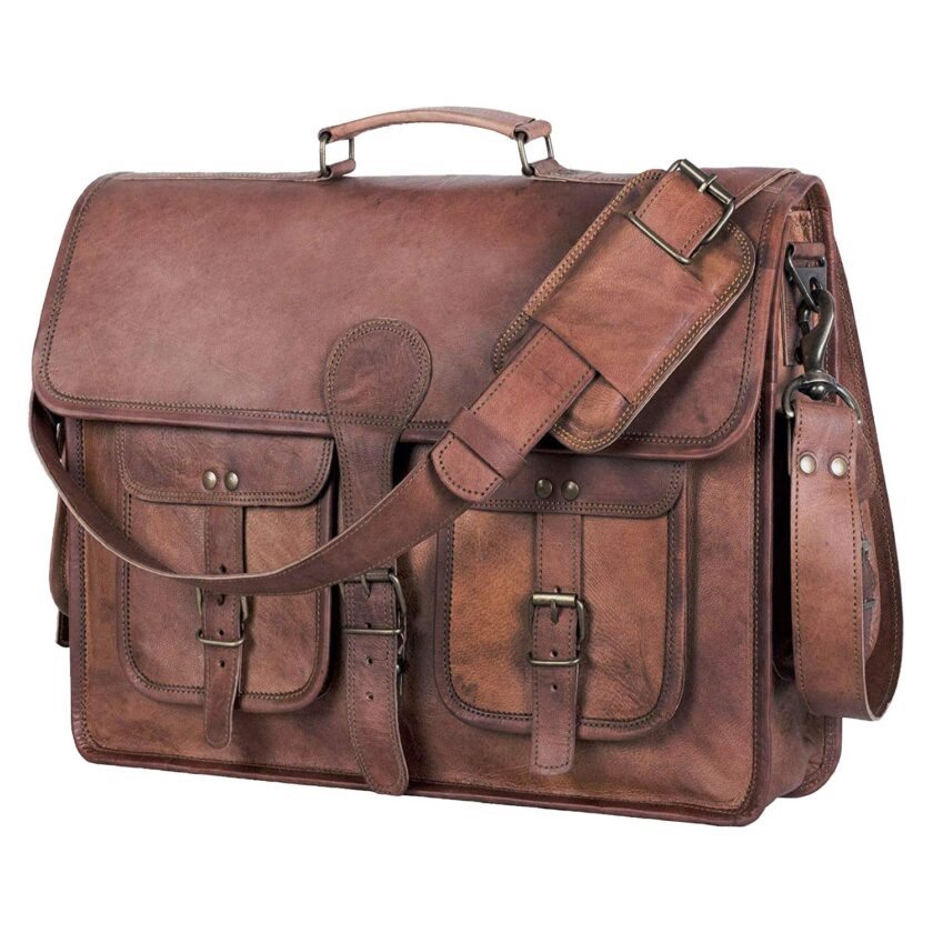 KPL 18 INCH Leather Briefcase Laptop Messenger bag