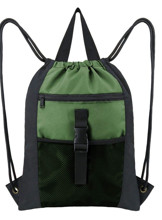 Green Drawstring Backpack Bag Sports