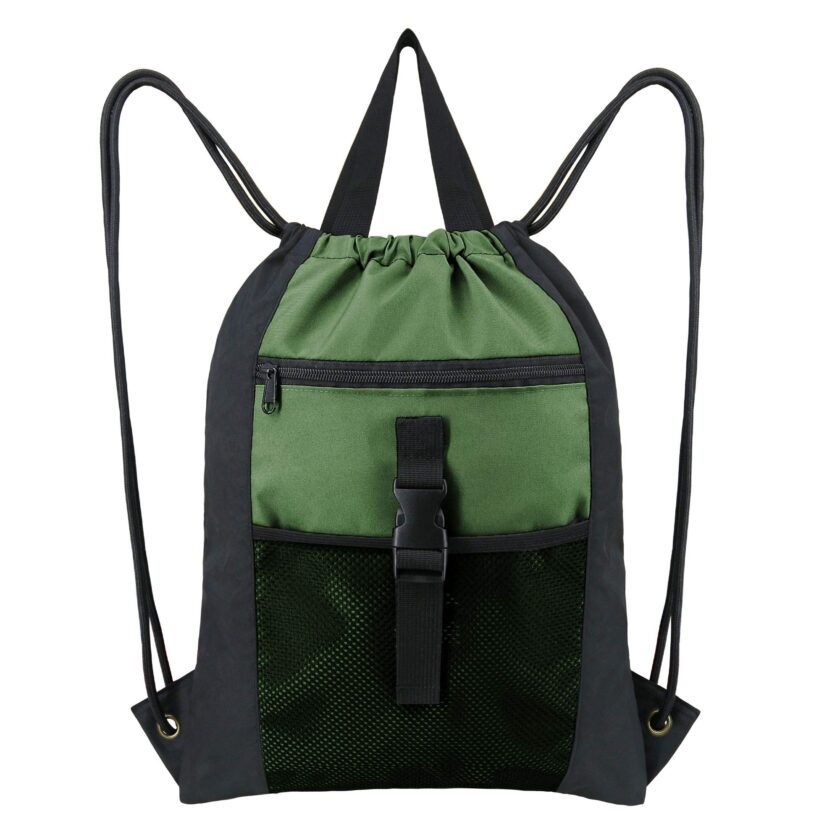 Green Drawstring Backpack Bag Sports