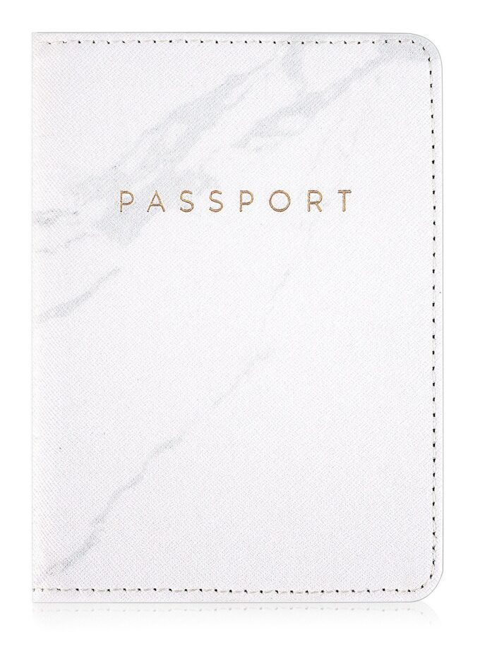 Leminimo Leather Marble Passport Cover Passport Holder