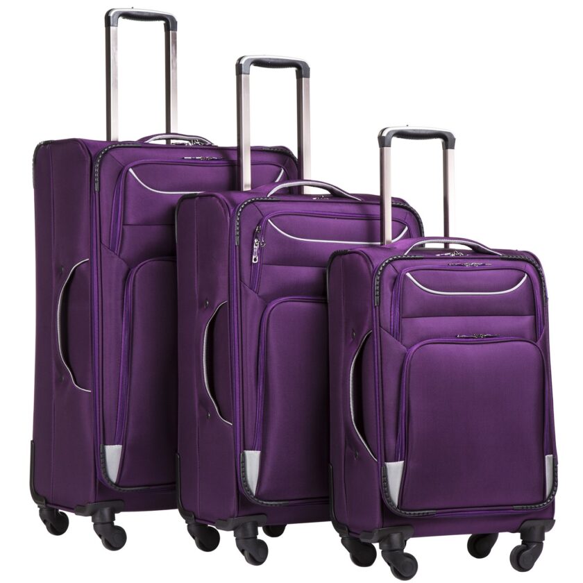 3 Piece Set Suitcase Spinner Softshell lightweight