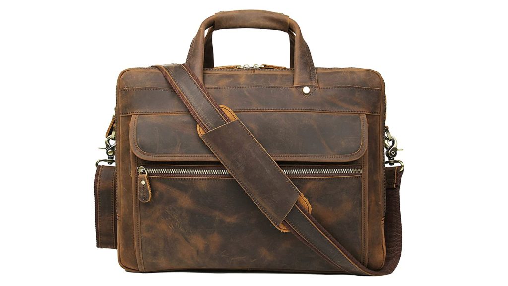 Augus Leather Briefcase for Men Business Travel Review - LightBagTravel.com