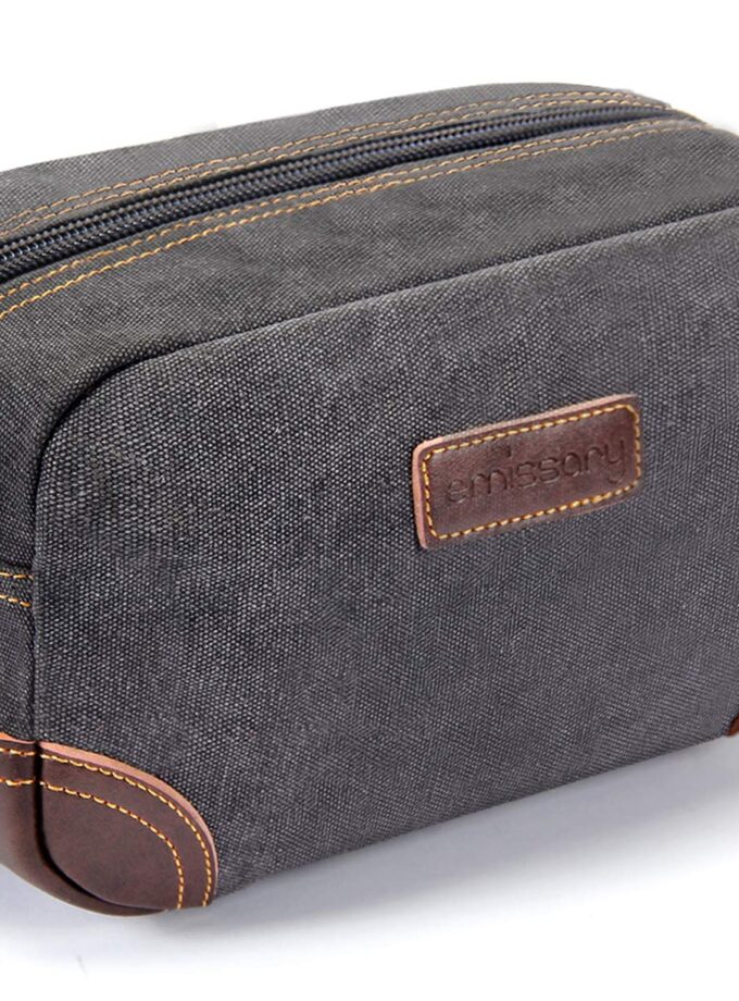 emissary Men's Toiletry Bag Leather and Canvas Travel