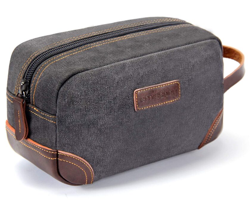 emissary Men's Toiletry Bag Leather and Canvas Travel