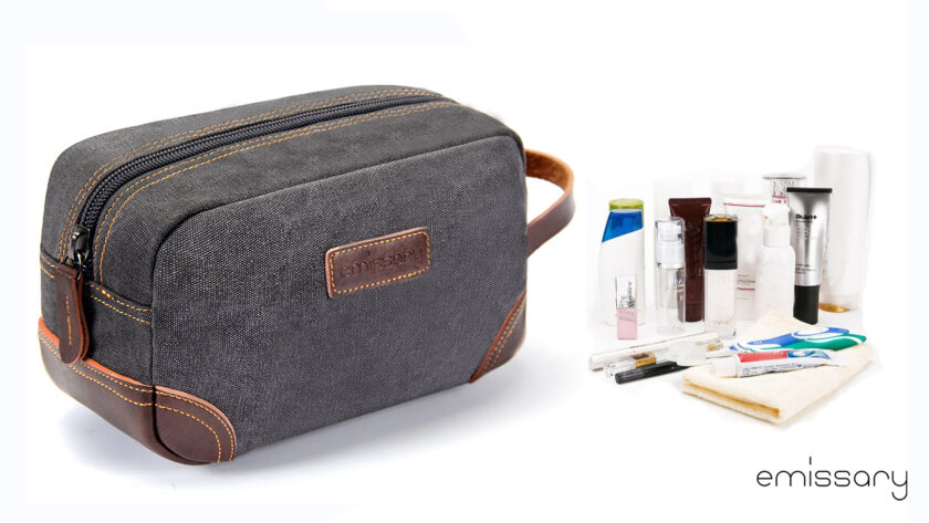 emissary Men's Toiletry Bag Leather and Canvas Travel