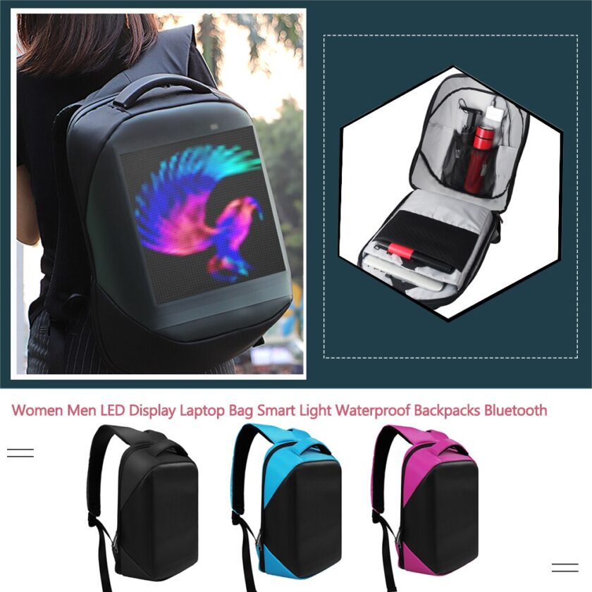 Bluetooth LED Display Laptop Bag Waterproof Backpack Bluetooth LED Display Screen Dynamic Waterproof Backpack Business Bag Women Men Laptop Bag Smart Wireless Wifi App Control