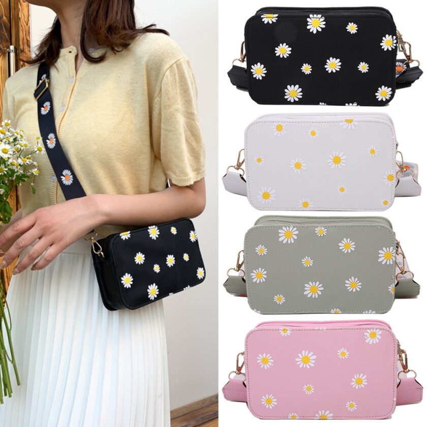 Leather Shoulder Bags Women Girls Floral Printed Crossbody